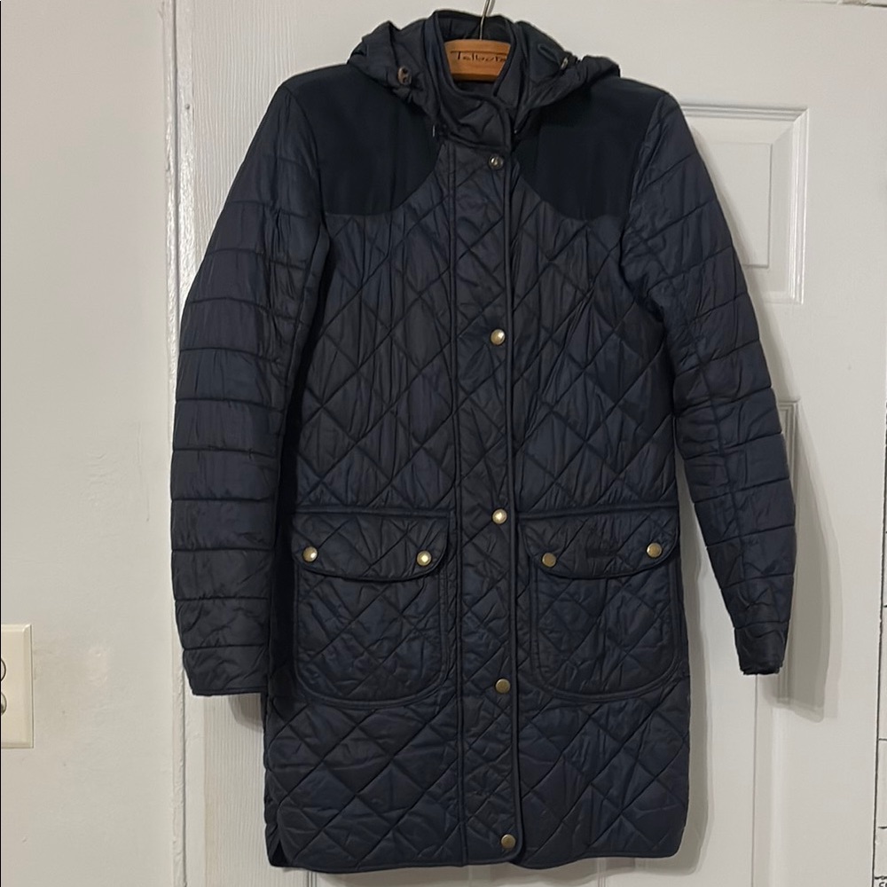 BARBOUR Navy Quilted Hooded Jacket